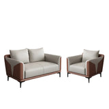 Grey Faux Leather Upholstered Back Sofa Seating Group Image - 10