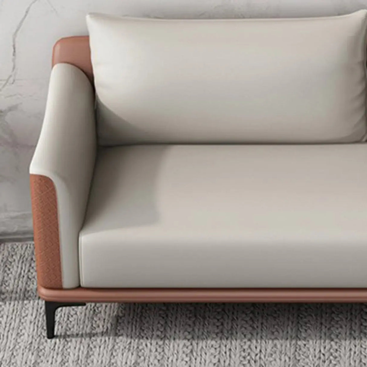 Grey Faux Leather Upholstered Back Sofa Seating Group Image - 11