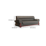 Grey Faux Leather Wooden Frame Office Sofa with Arms Image - 17