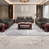 Grey Faux Leather Wooden Frame Office Sofa with Arms Image - 4