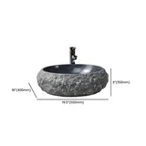 Grey Finish Stone Texture Oval Bathroom Vessel Sinks #size