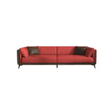 Grey Genuine Leather Sewn Pillow Back Sofa with Legs Image - 19