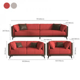 Grey Genuine Leather Sewn Pillow Back Sofa with Legs Image - 30