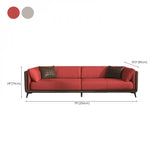 Grey Genuine Leather Sewn Pillow Back Sofa with Legs Image - 26