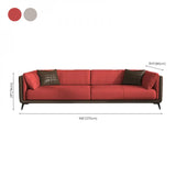 Grey Genuine Leather Sewn Pillow Back Sofa with Legs Image - 27
