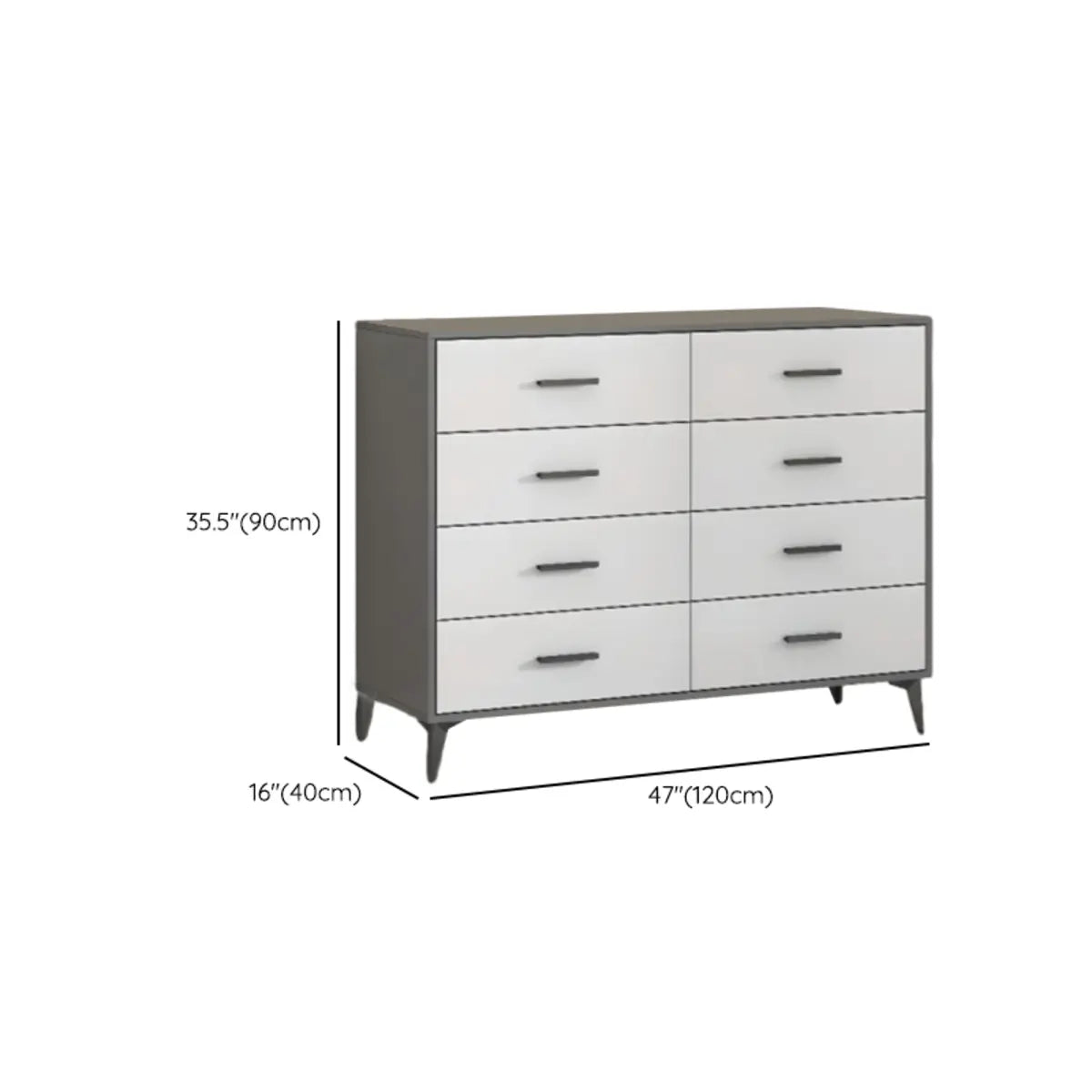 Grey Horizontal Drawer Wood Multi-Tier Storage Dresser 