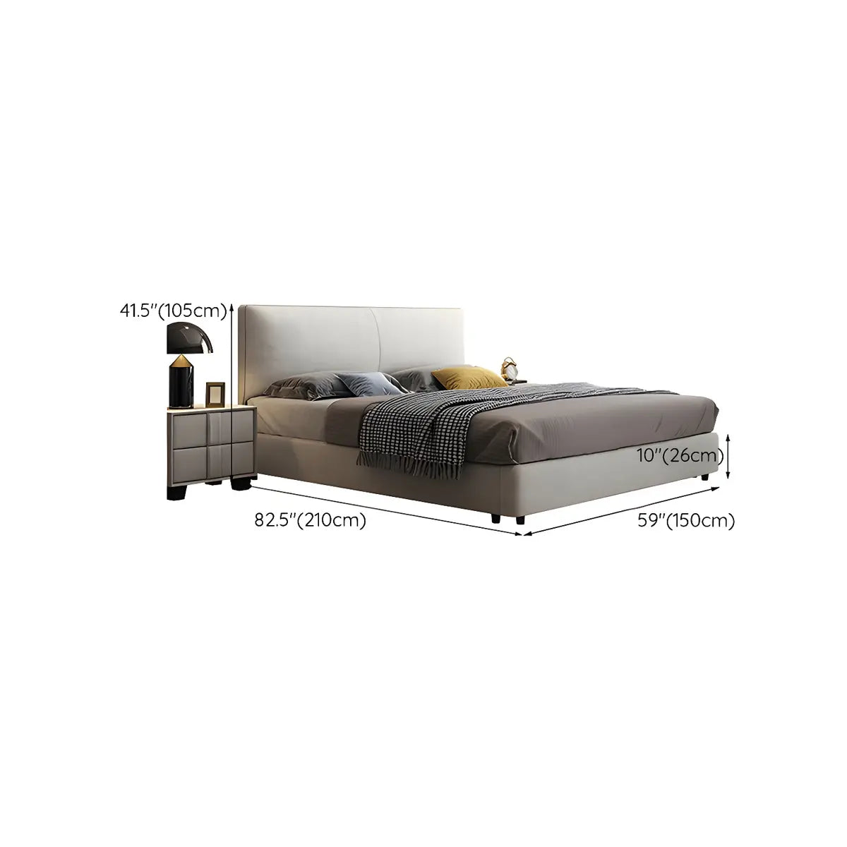 Grey King Upholstered Fabric Storage Bed with Headboard 