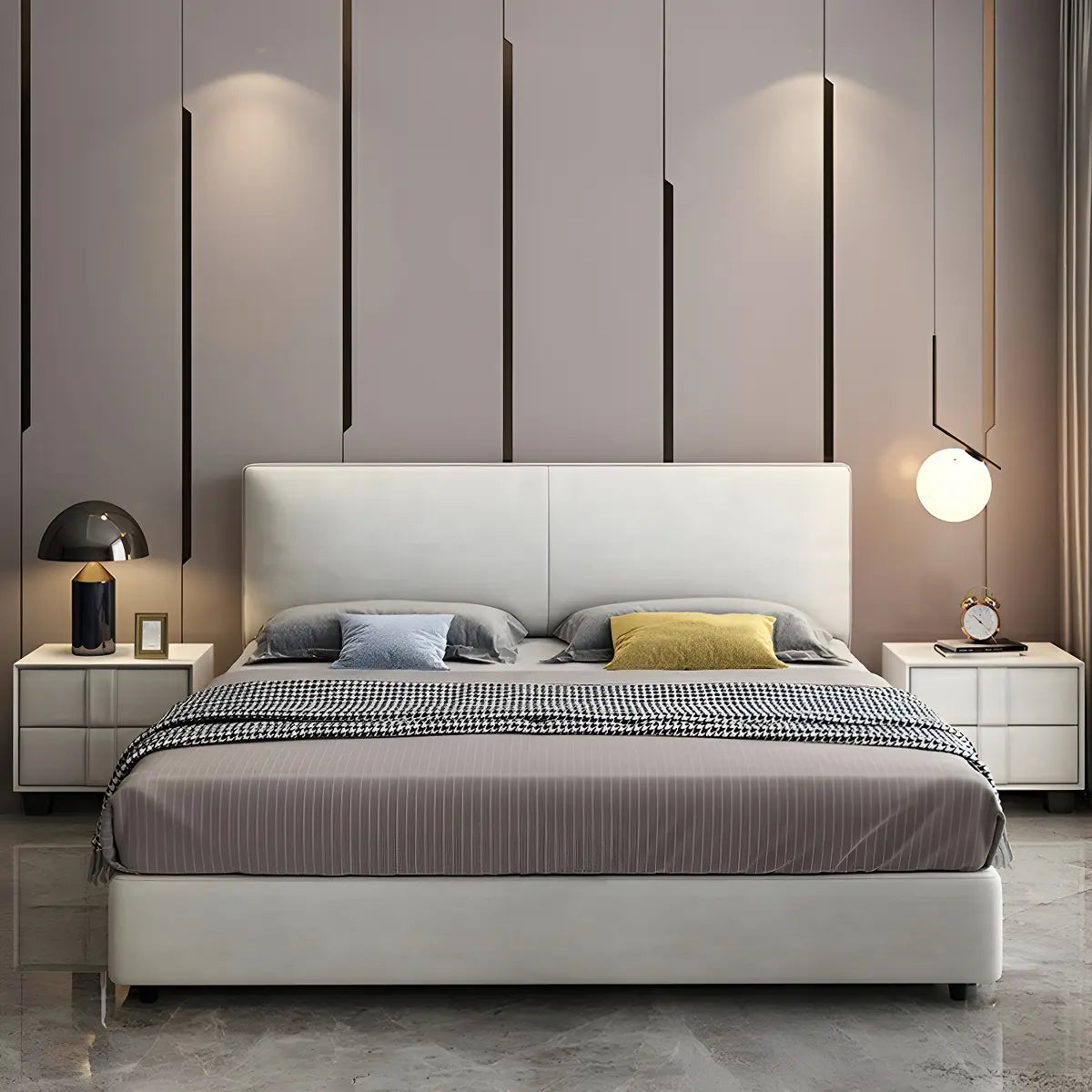 Grey King Upholstered Fabric Storage Bed with Headboard Image - 3