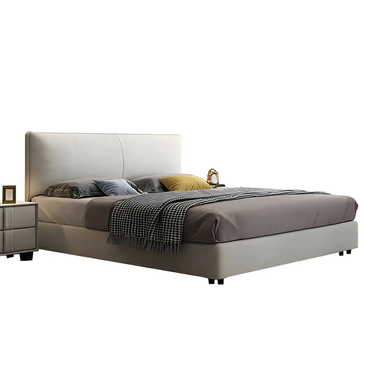 Grey King Upholstered Fabric Storage Bed with Headboard Image - 5