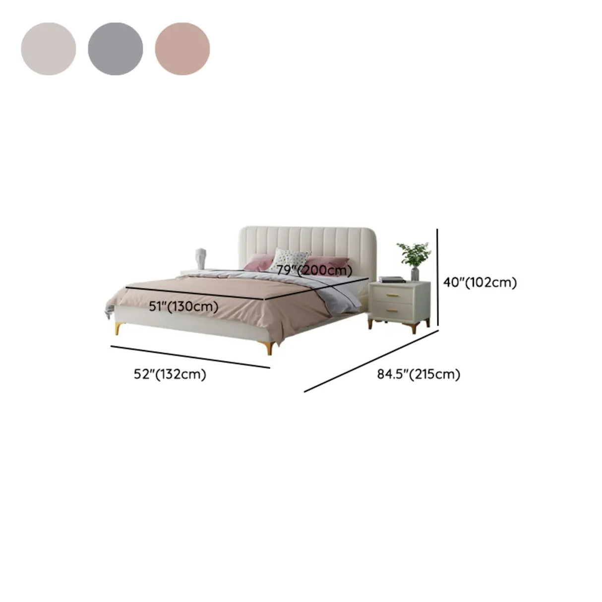 Grey King Upholstered Headboard Alloy Panel Bed Frame Image - 12
