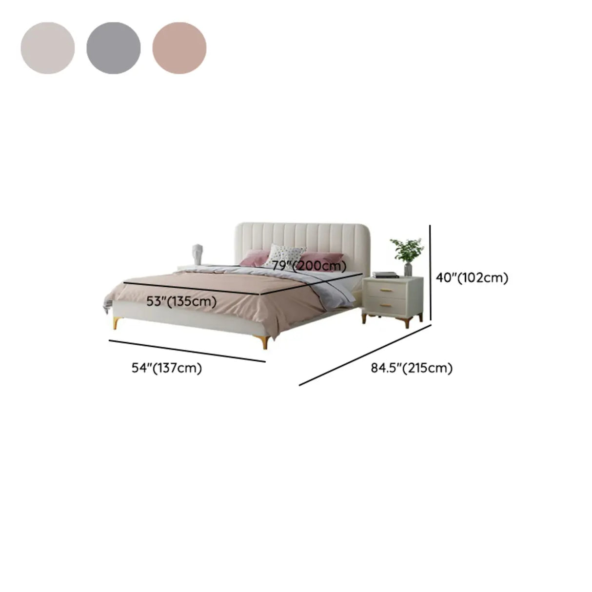 Grey King Upholstered Headboard Alloy Panel Bed Frame Image - 13