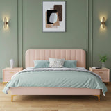 Grey King Upholstered Headboard Alloy Panel Bed Frame Image - 5