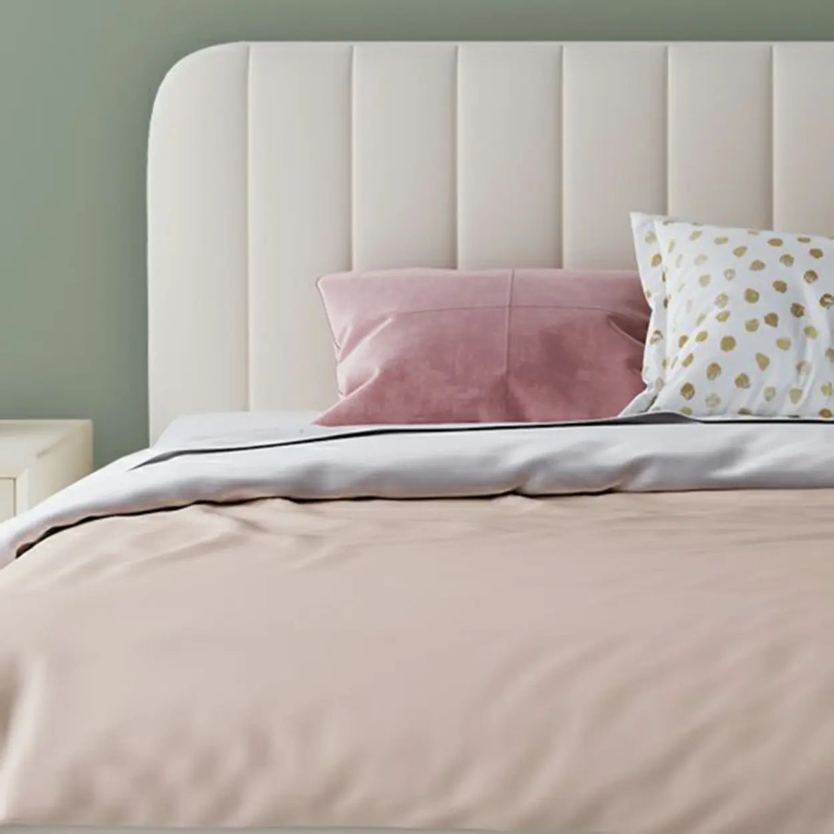 Grey King Upholstered Headboard Alloy Panel Bed Frame Image - 6