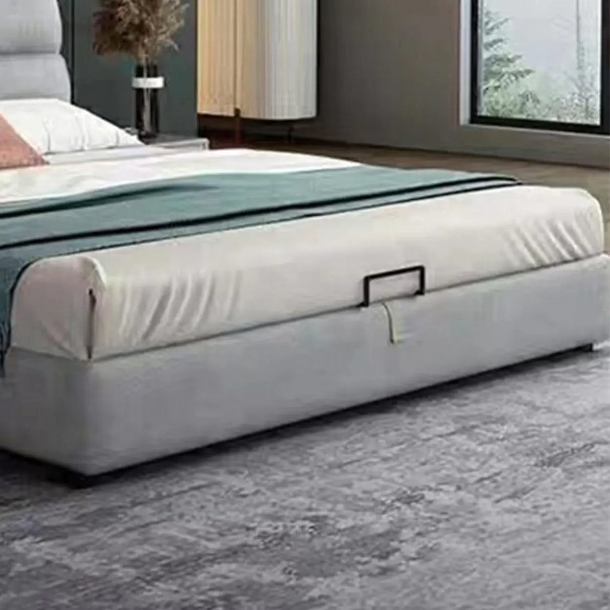 Grey King Upholstered Wood Storage Bed with Drawers Image - 11