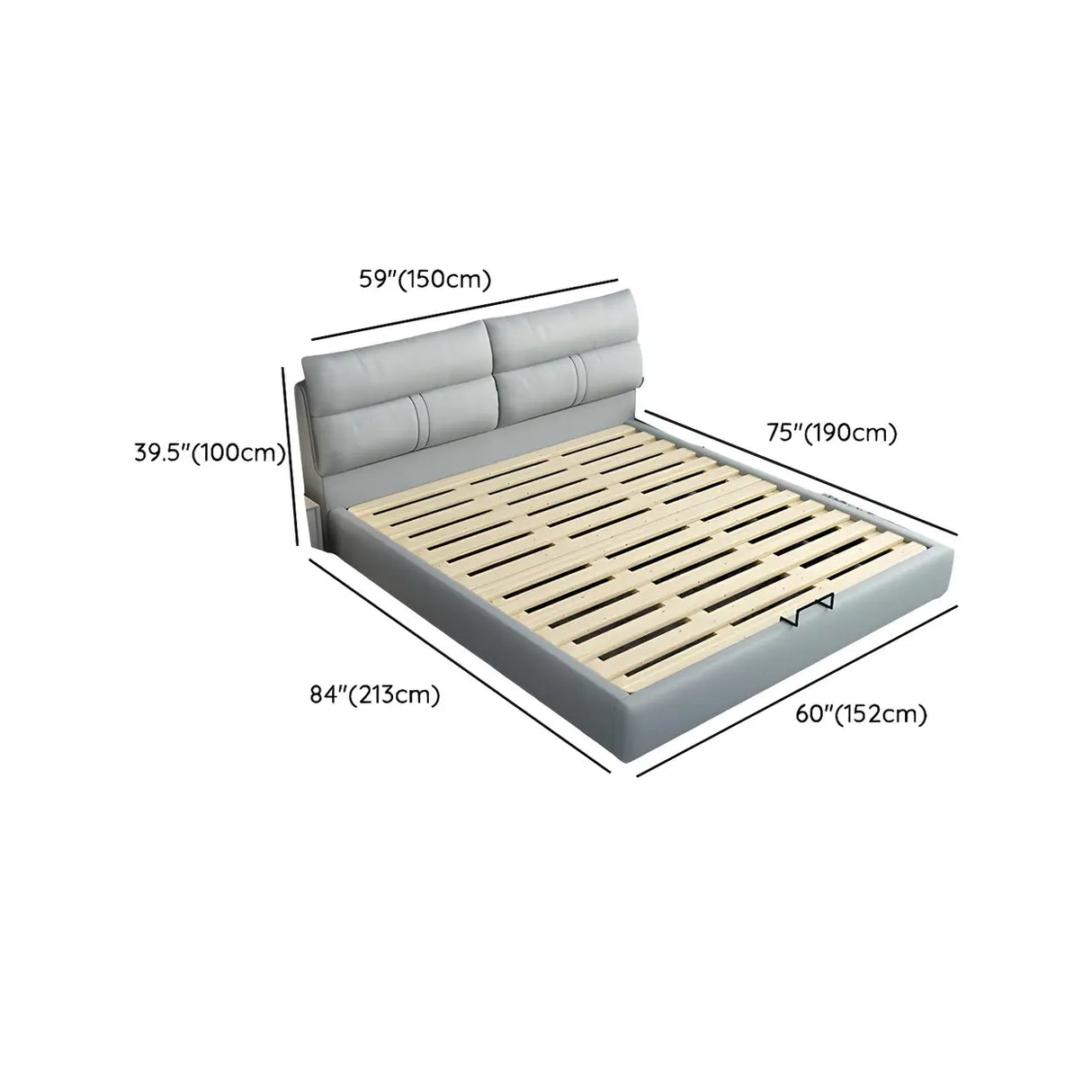 Grey King Upholstered Wood Storage Bed with Drawers Image - 13