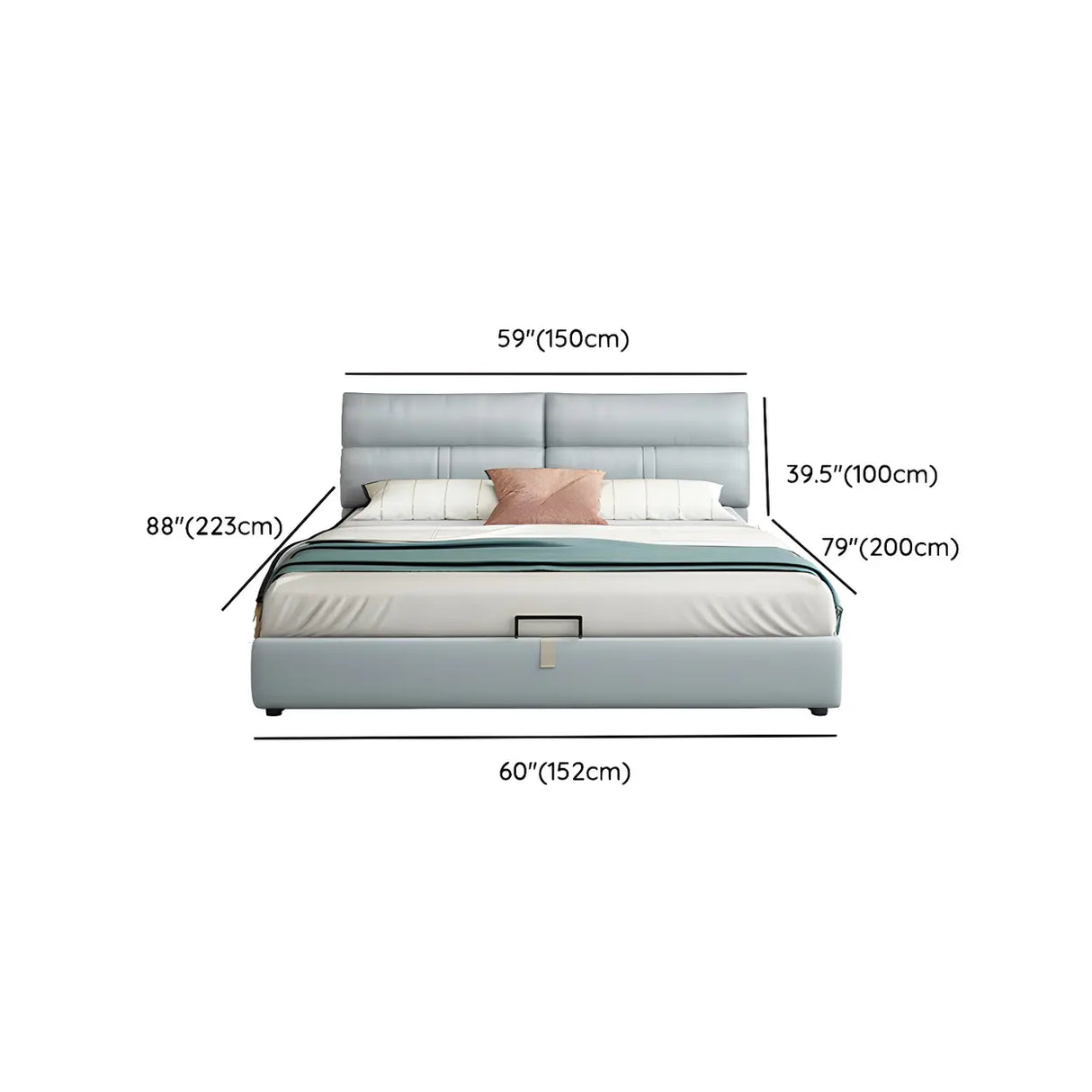 Grey King Upholstered Wood Storage Bed with Drawers Image - 14