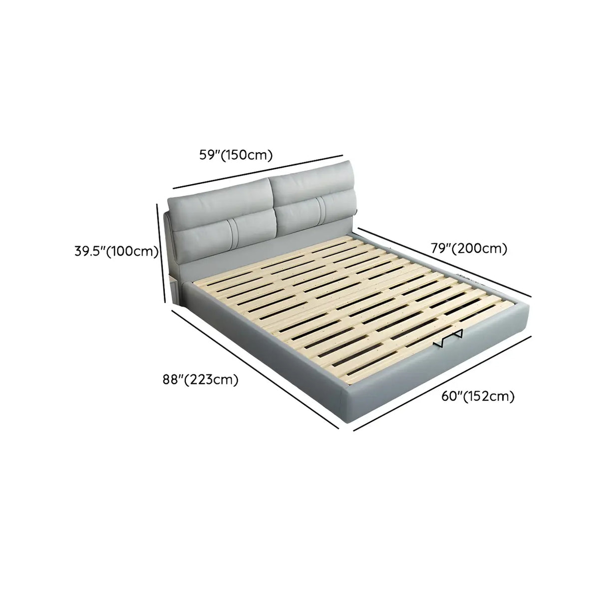 Grey King Upholstered Wood Storage Bed with Drawers Image - 15