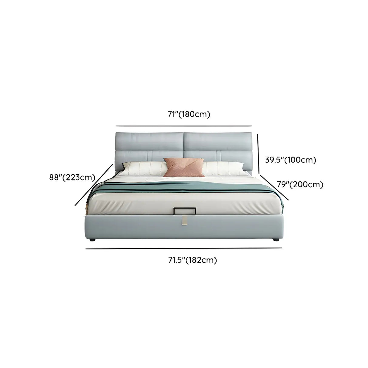 Grey King Upholstered Wood Storage Bed with Drawers Image - 16