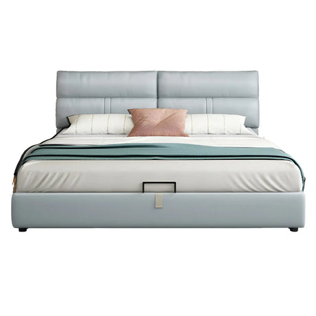 Grey King Upholstered Wood Storage Bed with Drawers Image - 2