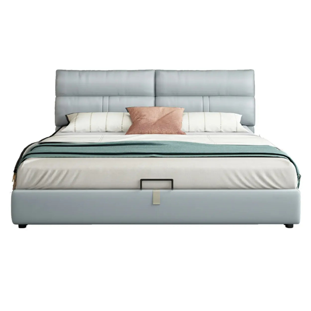 Grey King Upholstered Wood Storage Bed with Drawers Image - 7