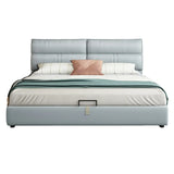 Grey King Upholstered Wood Storage Bed with Drawers Image - 7