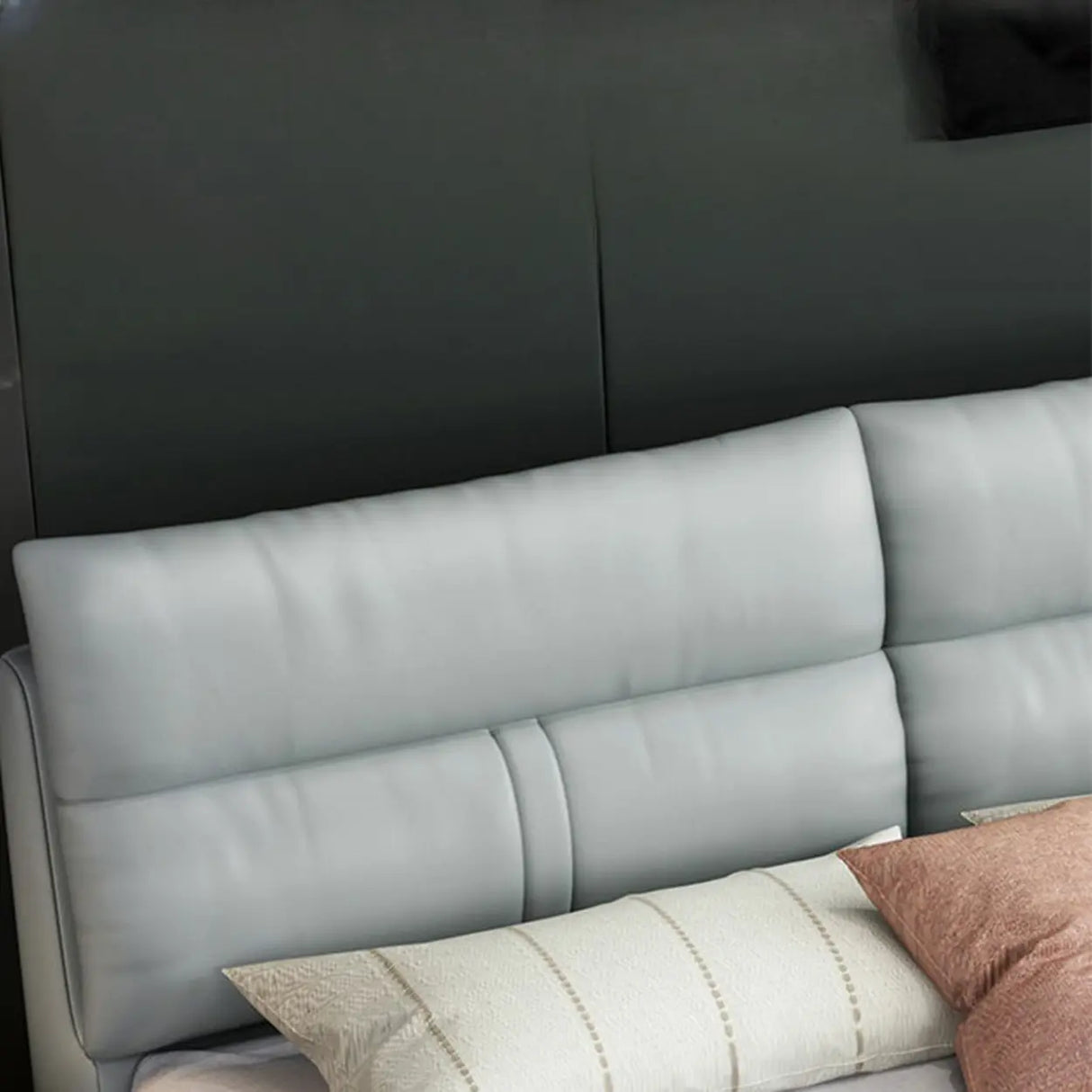 Grey King Upholstered Wood Storage Bed with Drawers Image - 9