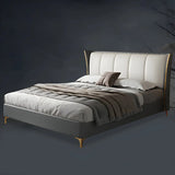 Grey King Wingback Leather Upholstered Comfort Bed Image - 2