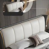 Grey King Wingback Leather Upholstered Comfort Bed Image - 4