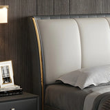 Grey King Wingback Leather Upholstered Comfort Bed Image - 6
