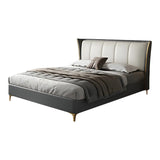 Grey King Wingback Leather Upholstered Comfort Bed Image - 9