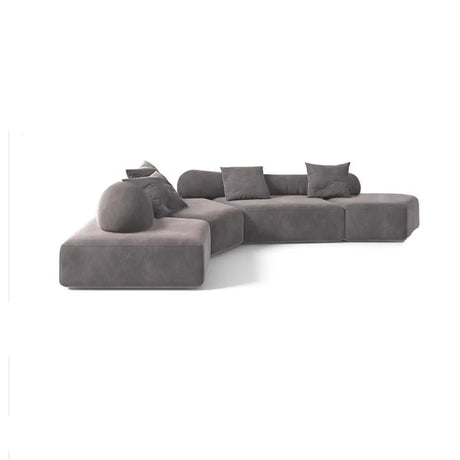 Grey Large Comfort Seating L-Shaped Fabric Sectional Sofa Image - 1