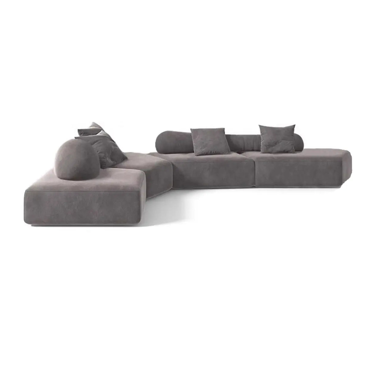 Grey Large Comfort Seating L-Shaped Fabric Sectional Sofa Image - 2