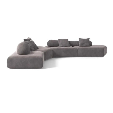 Grey Large Comfort Seating L-Shaped Fabric Sectional Sofa Image - 2