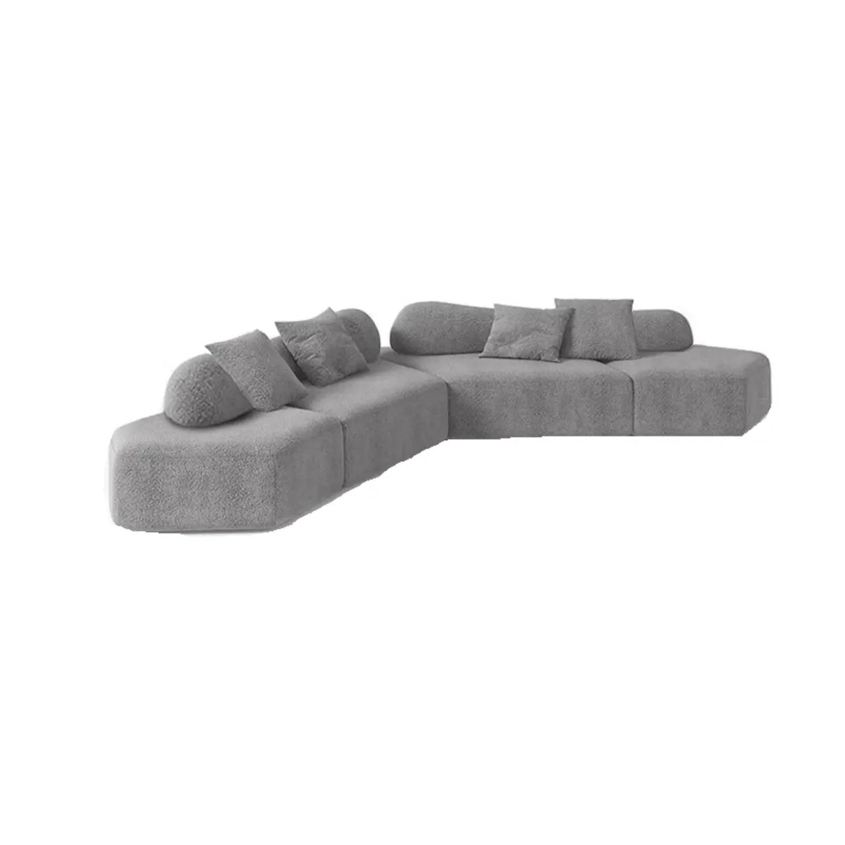 Grey Large Comfort Seating L-Shaped Fabric Sectional Sofa Image - 4