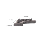 Grey Large Comfort Seating L-Shaped Fabric Sectional Sofa #size
