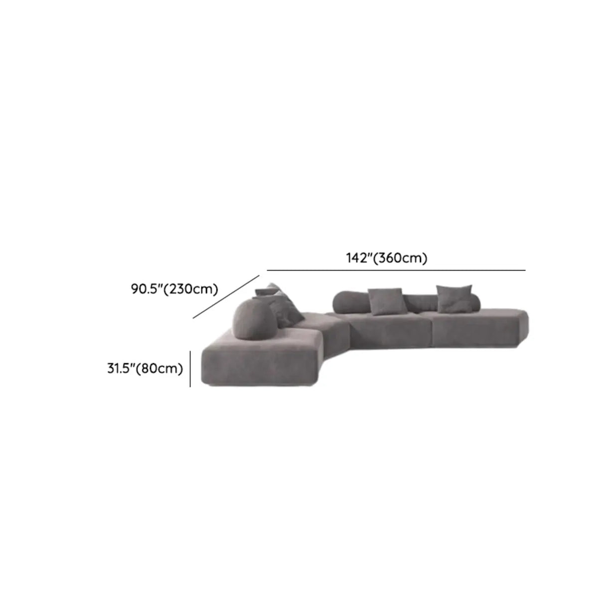 Grey Large Comfort Seating L-Shaped Fabric Sectional Sofa Image - 8
