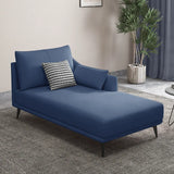 Grey Large Modern Leather Chaise Lounge with Pillow Image - 20