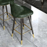 Grey Leather Bucket Seat Steel Legs Counter Bar Stools Image - 11