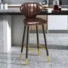 Grey Leather Bucket Seat Steel Legs Counter Bar Stools Image - 14
