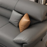Grey Leather Four Seater Wood Frame Reception Sofa Image - 10