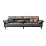 Grey Leather Four Seater Wood Frame Reception Sofa Image - 18