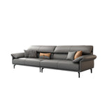 Grey Leather Four Seater Wood Frame Reception Sofa Image - 19