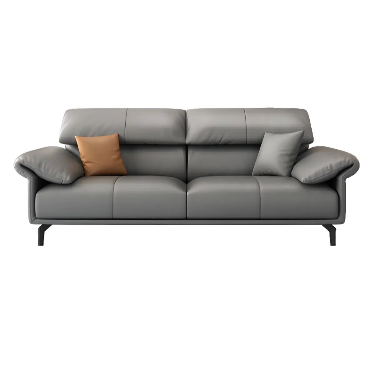Grey Leather Four Seater Wood Frame Reception Sofa Image - 20