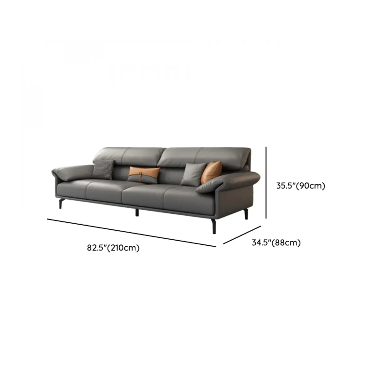 Grey Leather Four Seater Wood Frame Reception Sofa Image - 22