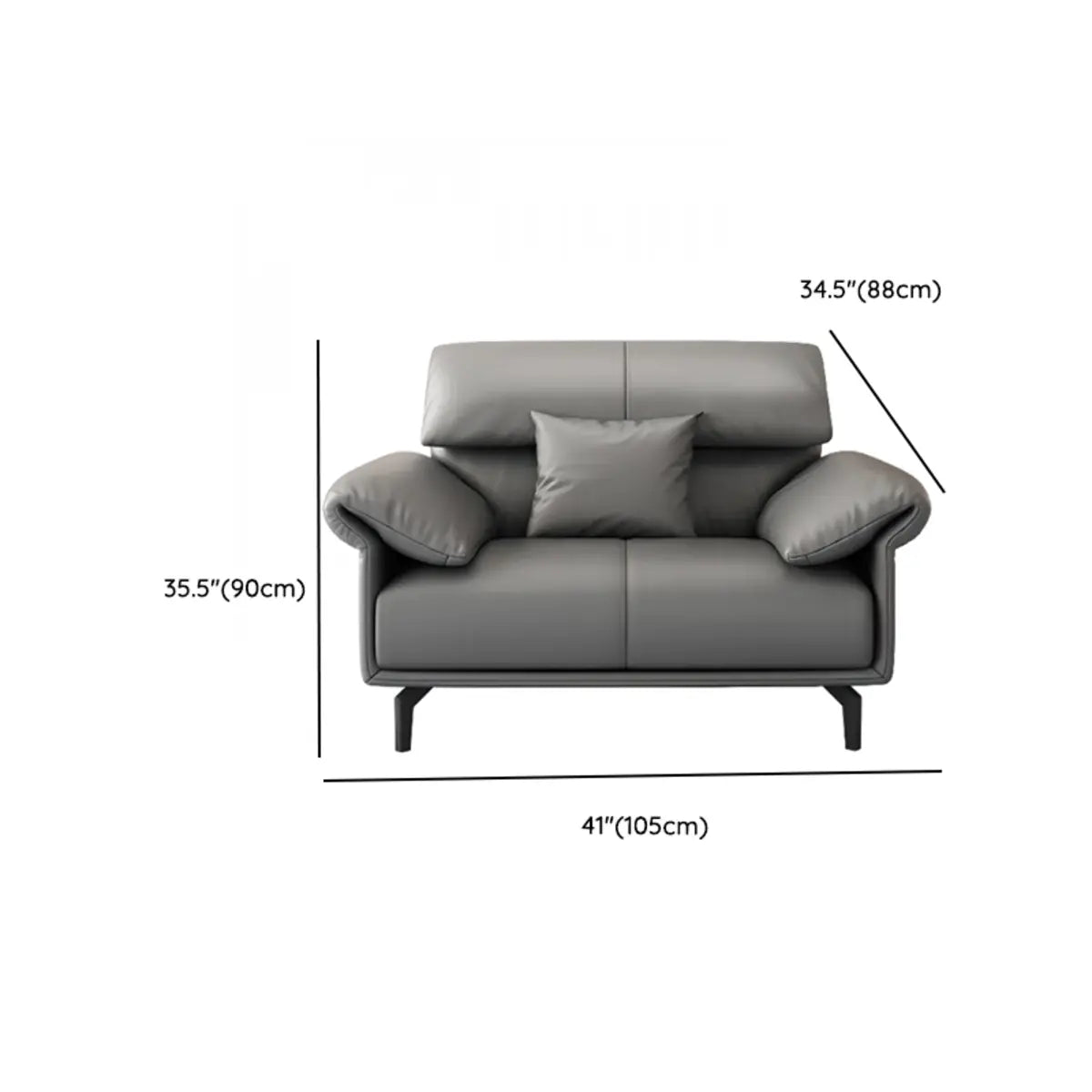 Grey Leather Four Seater Wood Frame Reception Sofa Image - 24