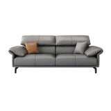 Grey Leather Four Seater Wood Frame Reception Sofa Image - 3