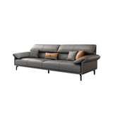 Grey Leather Four Seater Wood Frame Reception Sofa Image - 5