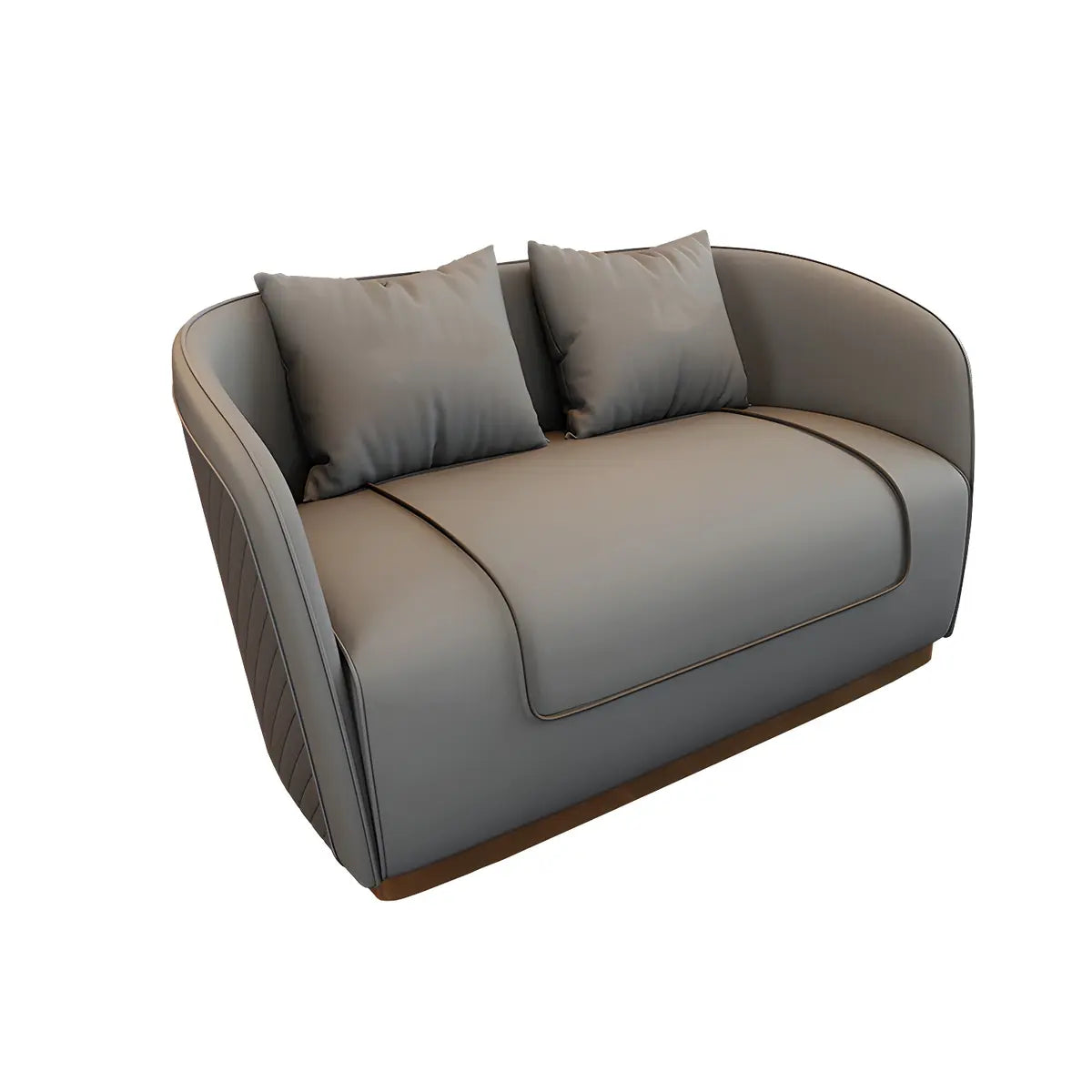 Grey Leather Metal Frame 3-Seater Sofa with Side Table Image - 15