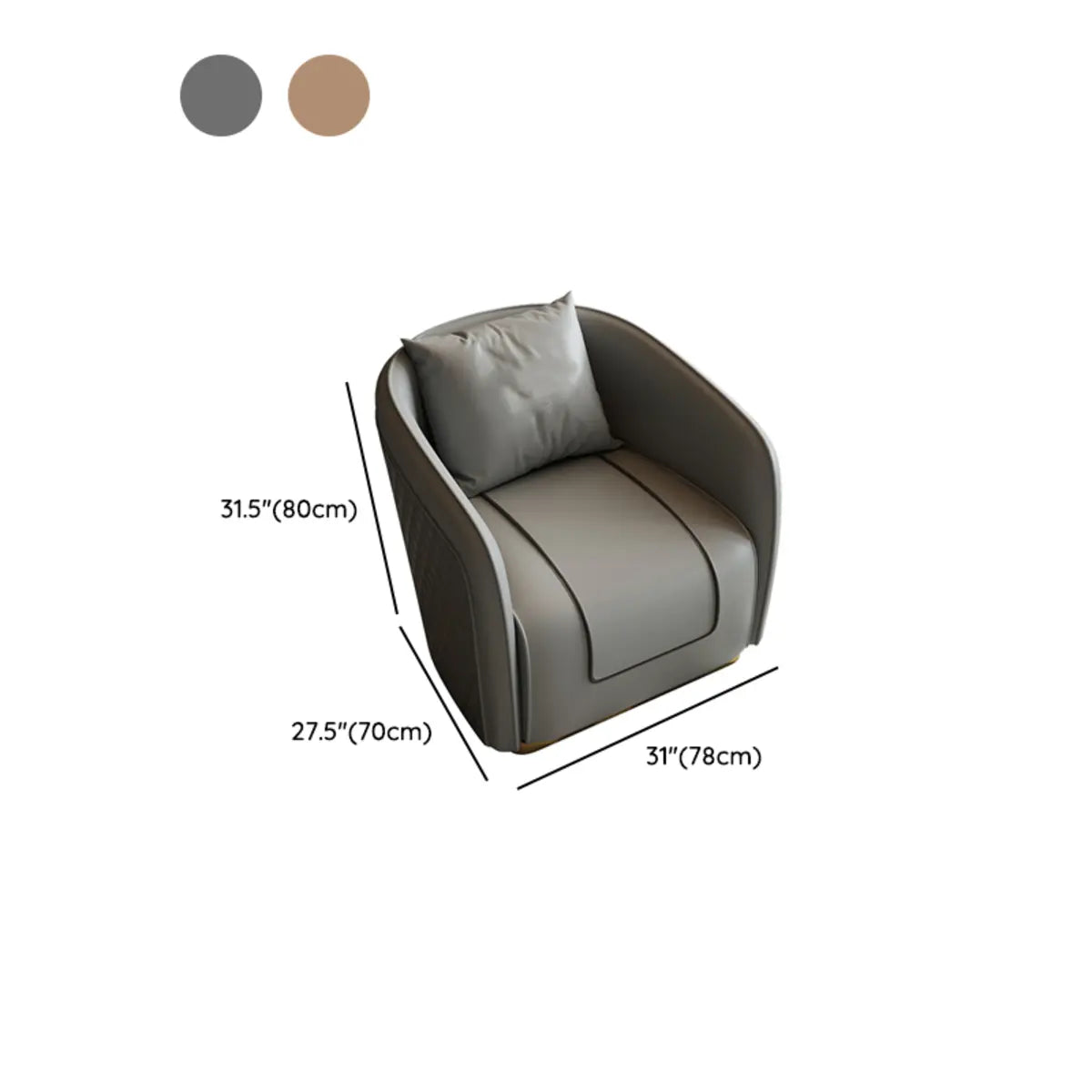 Grey Leather Metal Frame 3-Seater Sofa with Side Table 