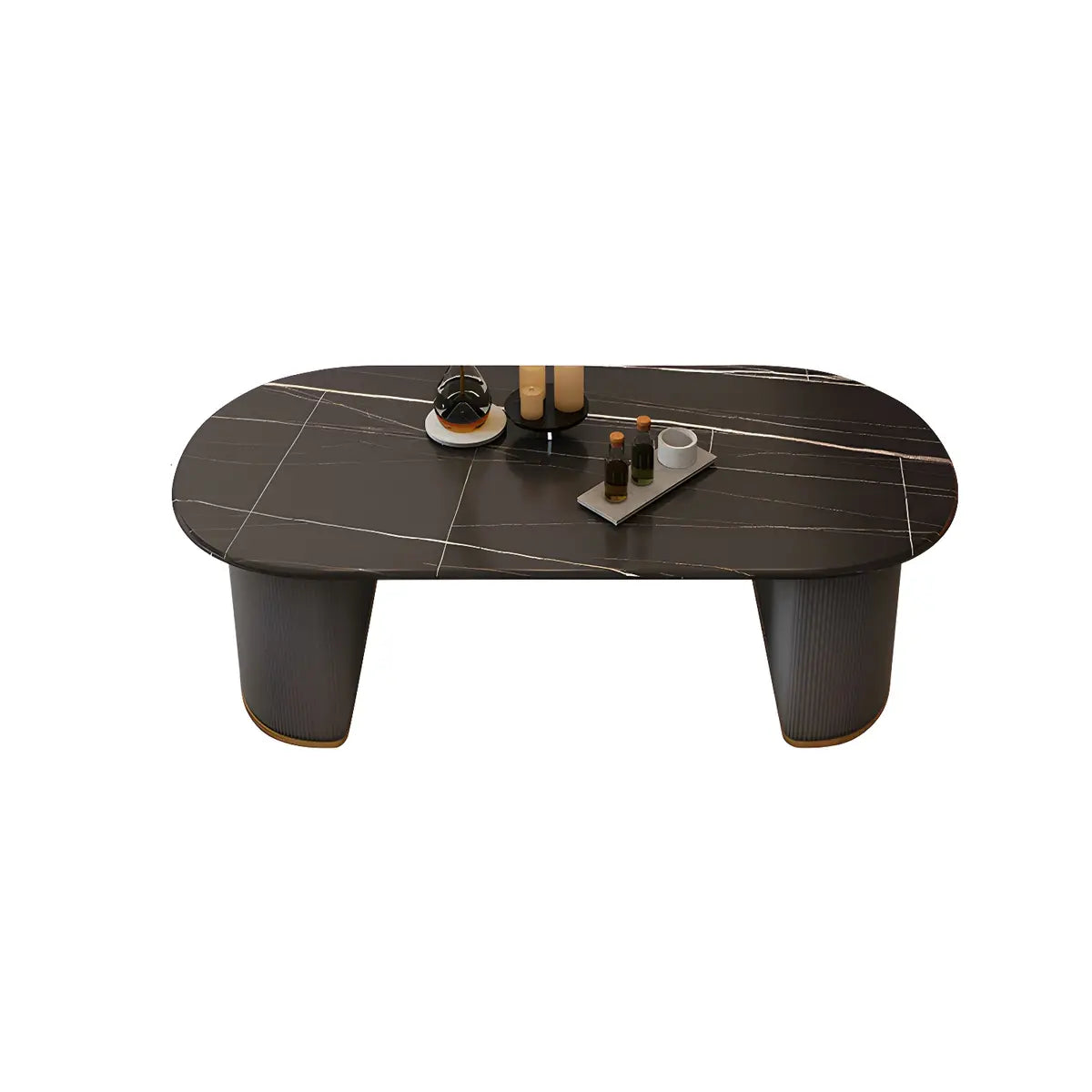 Grey Leather Metal Frame 3-Seater Sofa with Side Table Image - 5